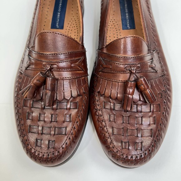 Giorgio Brutini Brown Leather Tassel Slip On Loafers Mens Size 10 D - Picture 2 of 13